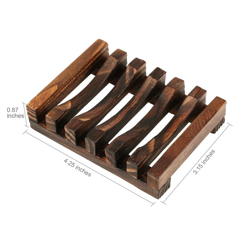 Anwenk 3Pack Soap Dish Wooden Soap Saver Holder Soap Tray for Bathroom Shower Rectangular Sink Drainer Hand Craft for Soap,Sponges and More - Image 5